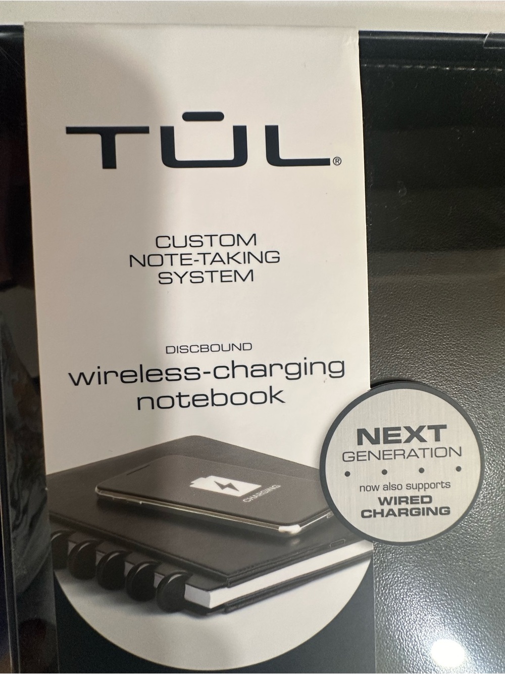 TUL Wireless-Charging Notebook in Black - Custom Note-Taking System